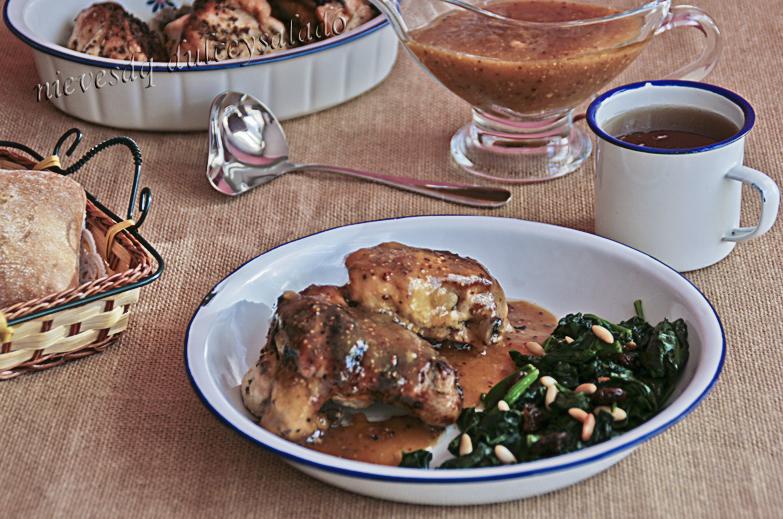 POLLO AL HORNO CON MOSTAZA Y MIEL