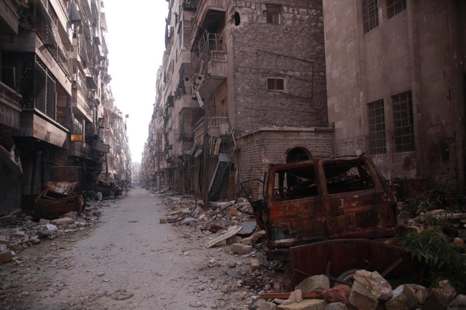 aspecto de una calle en una ciudad siria