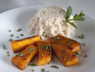 Calabaza especiada con arroz al hinojo