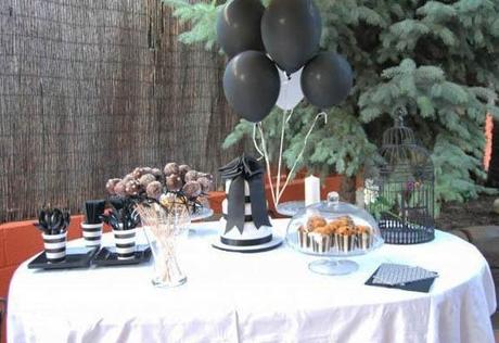 mesa blanco negro eventos bodas bautizos comuniones