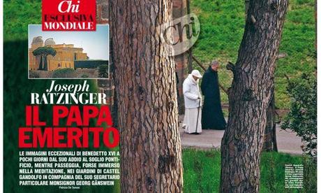El papa emérito Benedicto XVI captado por paparazzis.