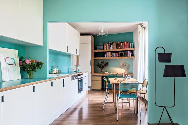 Reinventar el espacio en 61 m2, con toques de azul - Paperblog