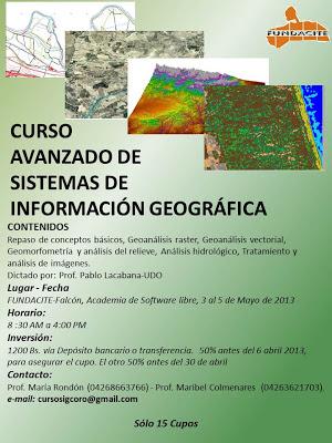 Curso Avanzado de SIG, Falcón, Mayo 2013.