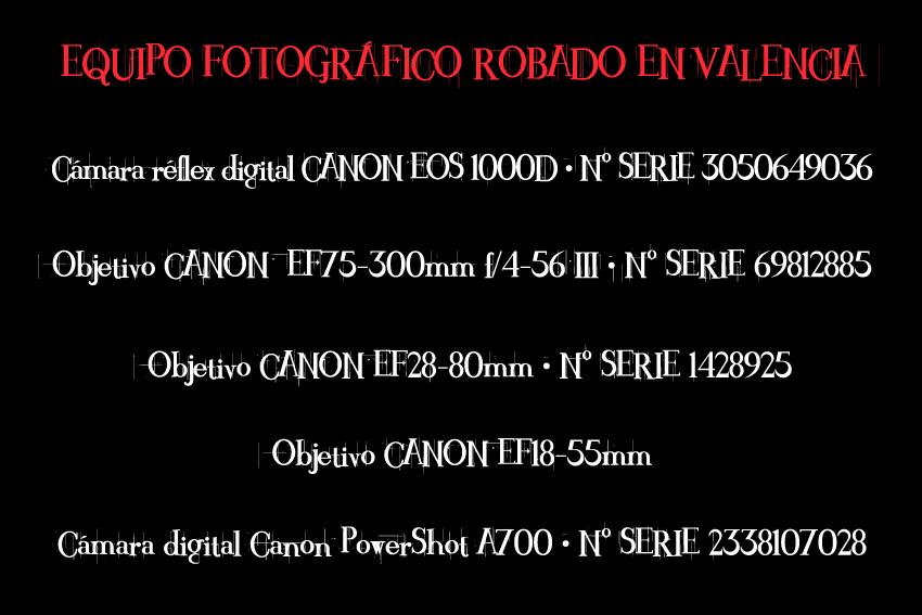 Robo de mi equipo fotográfico