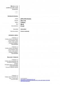 curriculum vitae europeo basico1 page 001 212x300 Cómo escribir de modo preciso la Experiencia Profesional en el cv