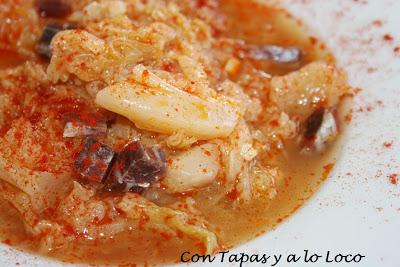 Repollo con taquitos de jamón