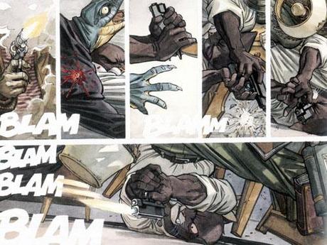 “Blacksad: un lugar entre las sombras” de Díaz Canales y Guarnido blacksad 1 tiroteo