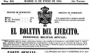 el boletin del ejercito - 15 01 1845 - agustina de aragon