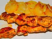 Brochetas pollo Patatas Panadera
