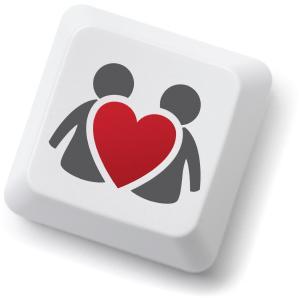 Internet dating key. Isolated on white with clipping path.