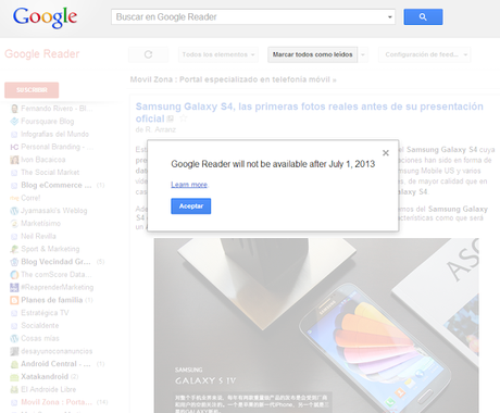 Google Reader cerrará en Julio 2013.¿Qué alternativas tenemos?