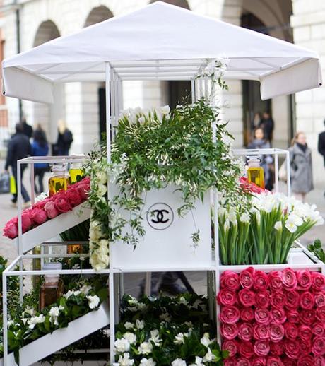 Chanel pop up flower stall in Covent Garden