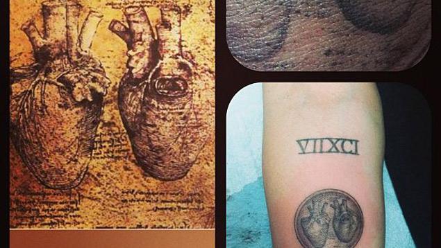 Miley Cyrus se tatúa el corazón de Da Vinci para pasar el guayabo