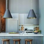 Deco: Apartment in Brooklyn Athena-Calderone-gray-black-kitchen-brass-trim-Bazaar-Feb13