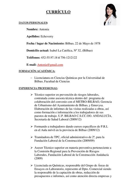 Cv quimica 01 page 001 Modelo de currículum vitae para ciencias exactas