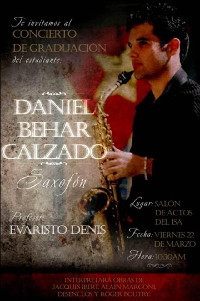 Los invitamos al concierto de graduación de Daniel Behar