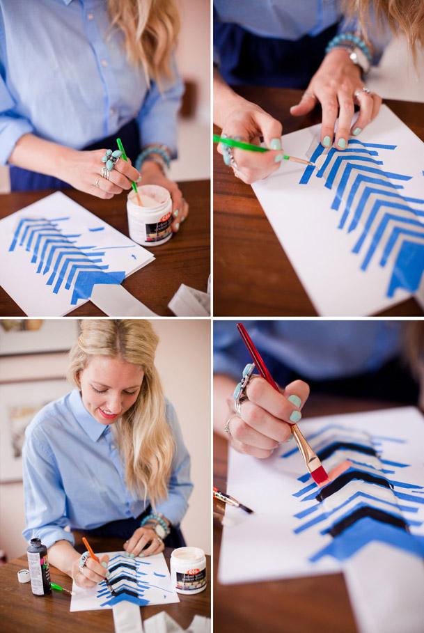 DIY pintado chevron boda del novio corbata