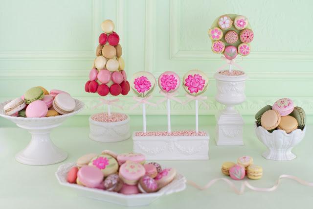 Presentación de macarons en eventos