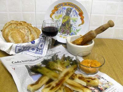 Calçots  con salsa Romesco al horno