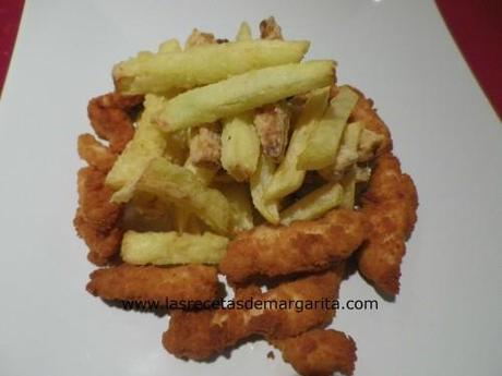 Pechuga de pollo y  verduras rebozadas