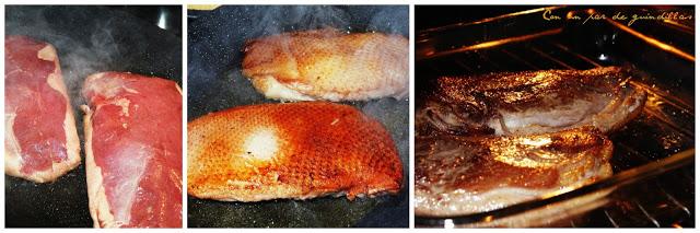 Magret de pato con confitura de mango y chips de calabaza