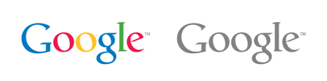 Versión del logotipo de Google con 4 colores y versión en gris
