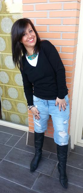 militar look con boyfriend jeans