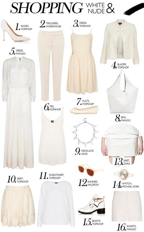 Shopping Bag White & Nude