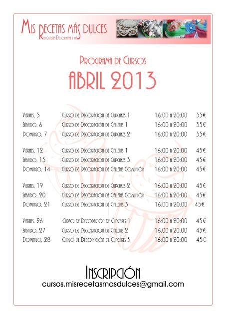 CURSOS Y HORARIOS DE MAYO