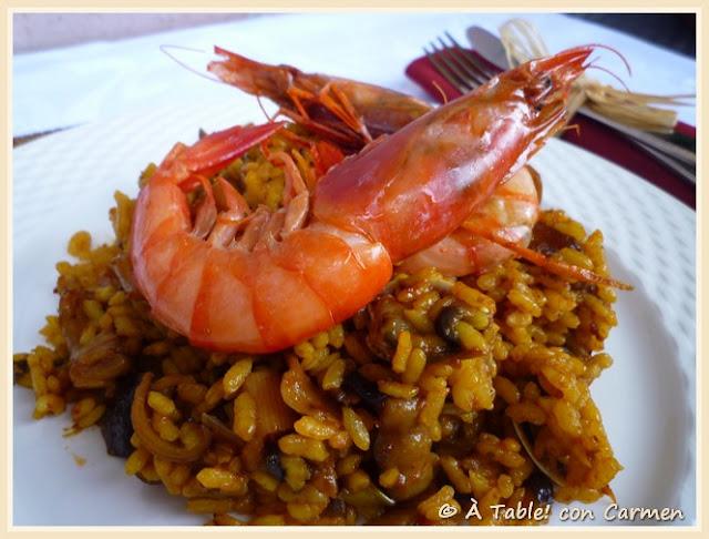 Arroz con Calamar, Gamba Roja y Ajetes