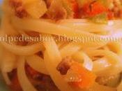 Tallarines Tagliatelle verduras carne