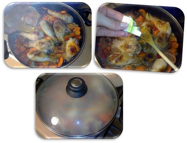 Jamoncitos en salsa naranja con setas y avellanas