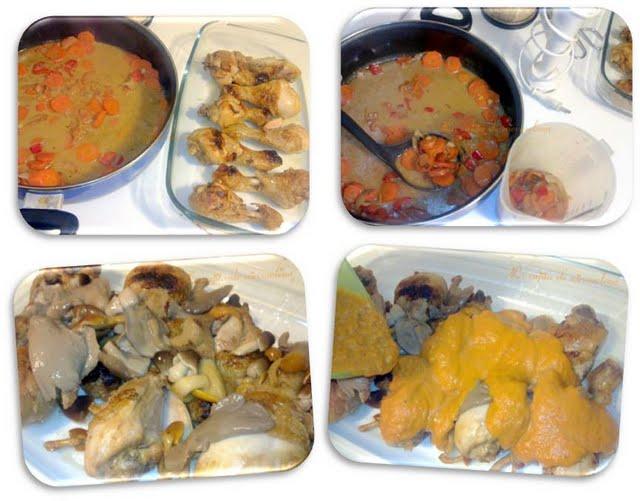 Jamoncitos en salsa naranja con setas y avellanas