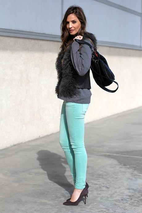 mint green and grey