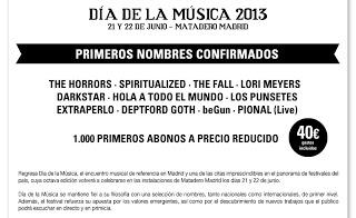Día de la Música 2013: Lori Meyers, The Horrors, Hola a todo el mundo, Spiritualized, The Fall, Los Punsetes...
