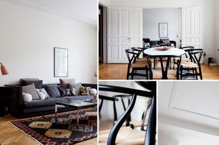 suelo de parquet espigado sillas de diseño muebles de diseño originales Moises Showroom mid century modern fritz hansen estilo nórdico estanterías montana el Huevo de Arne Jacobsen diseño suizo diseño nórdico diseño muebles de los 50 diseño europeo diseño escandinavo diseño de muebles diseño danés decoración blanco y negro cocinas modernas cocinas ikea inspiración cocinas blancas Chaise Lounge LC4 de Le Corbusier CH 24 de Hans J. Wegner carl hansen ch24 blog interiores blog decoración nórdica blog deco alfombra rayas ikea 