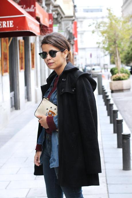 Double Denim & Burgundy Double Denim & Burgundy