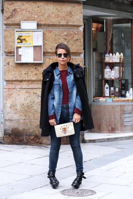 Double Denim & Burgundy