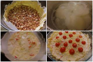 Tarta salada de papas, bubango, puerro y tomatitos cherry