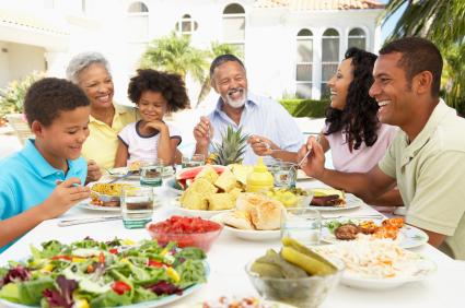 Family Eating An Al Fresco Meal