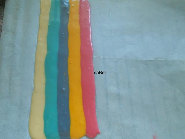 Arrollado de colores - pionono rayado - brazo gitano colorido