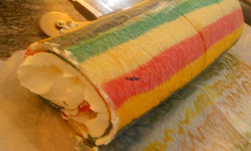 Arrollado de colores - pionono rayado - brazo gitano colorido