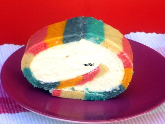 Arrollado de colores - pionono rayado - brazo gitano colorido