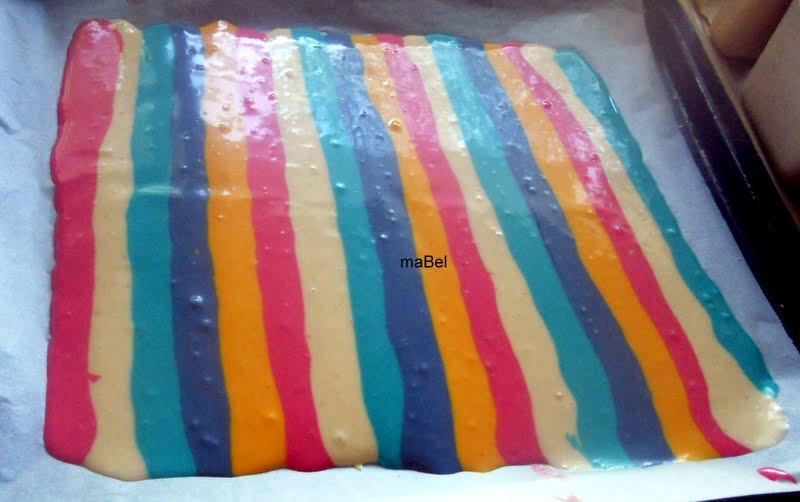 Arrollado de colores - pionono rayado - brazo gitano colorido