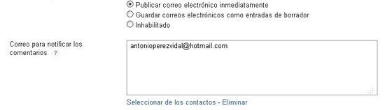 comentarios blogger email