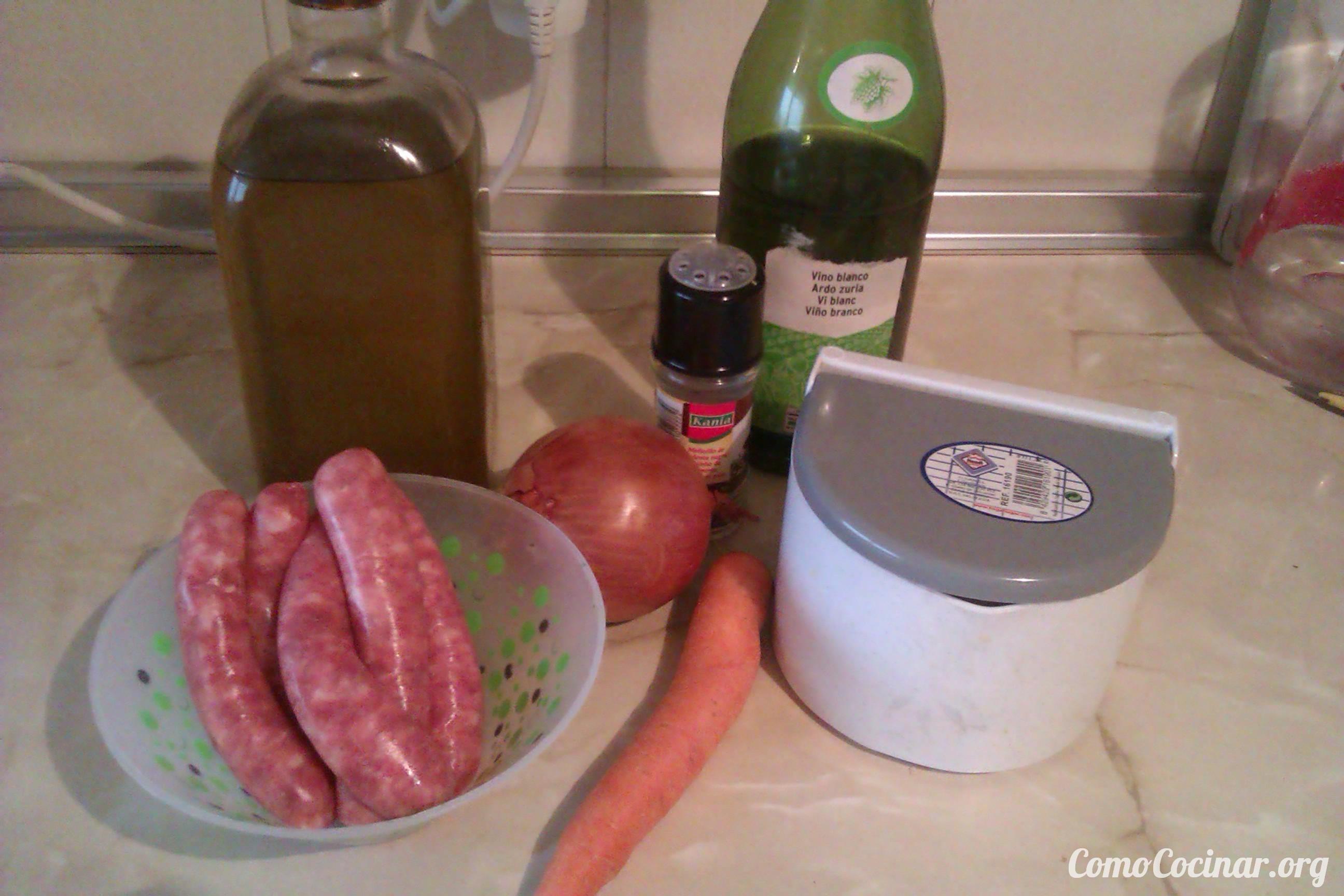 Ingredientes salchichas al vino