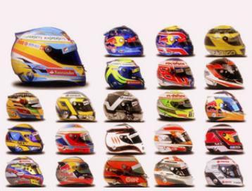 Cascos de los pilotos de F1 durante el 2013