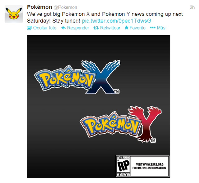Grandes noticias de Pokémon X/Y el próximo sábado