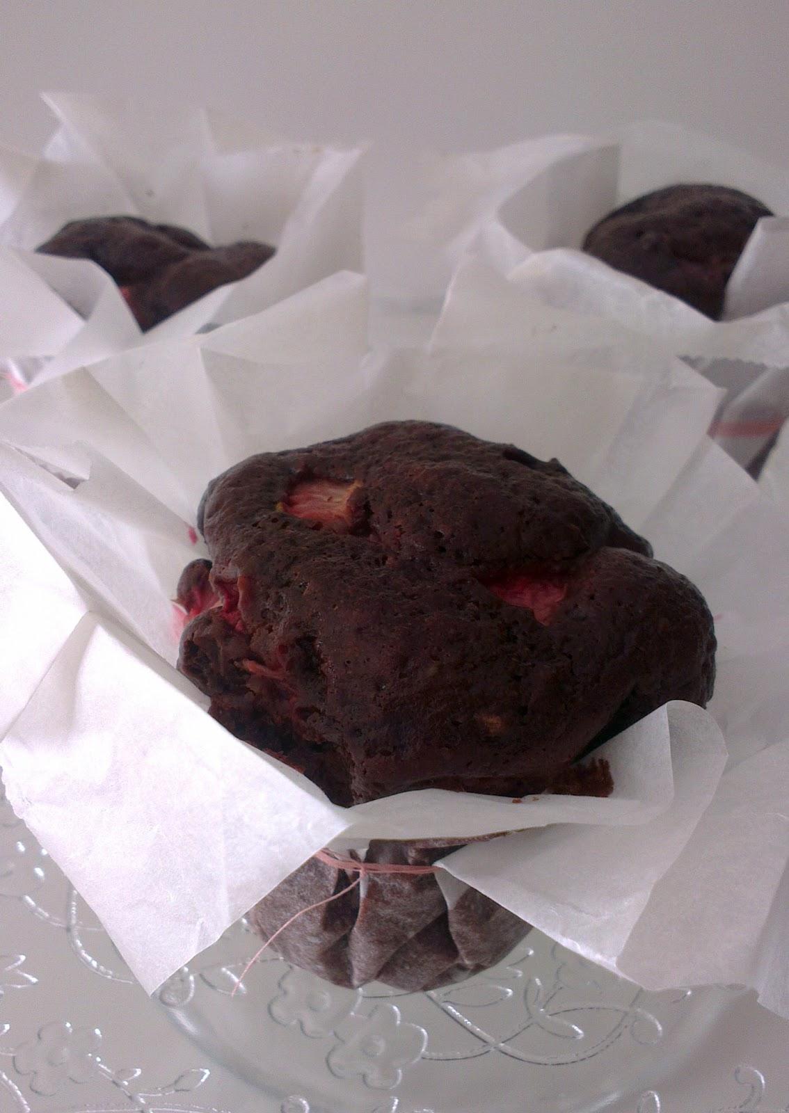 ♥ Muffins de chocolate y fresas