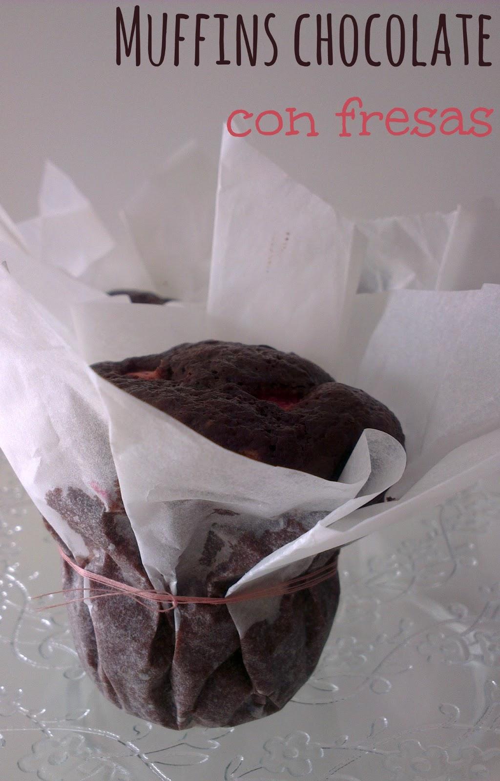 ♥ Muffins de chocolate y fresas